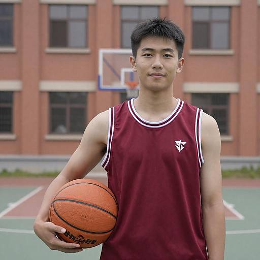 Young Man on Outdoor Basketball Court
