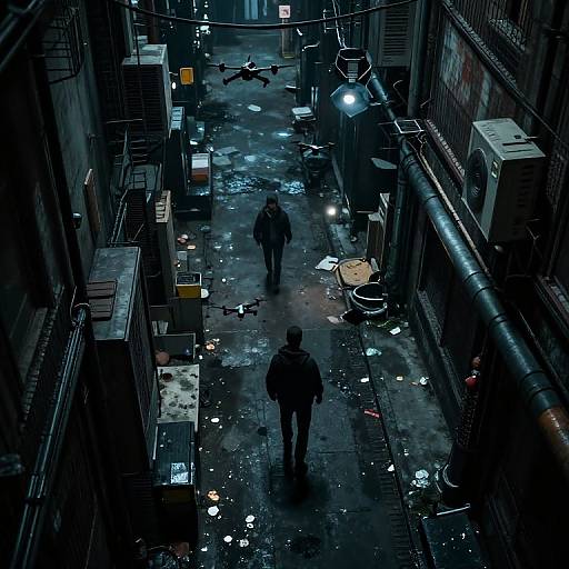 Cyberpunk Alley Surveillance Scene