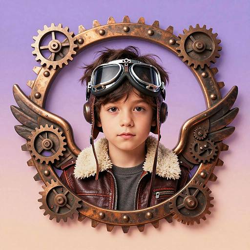 Vintage Aviator Boy Portrait
