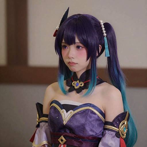 Wistful Aether (Genshin) Purple Twintails Portrait