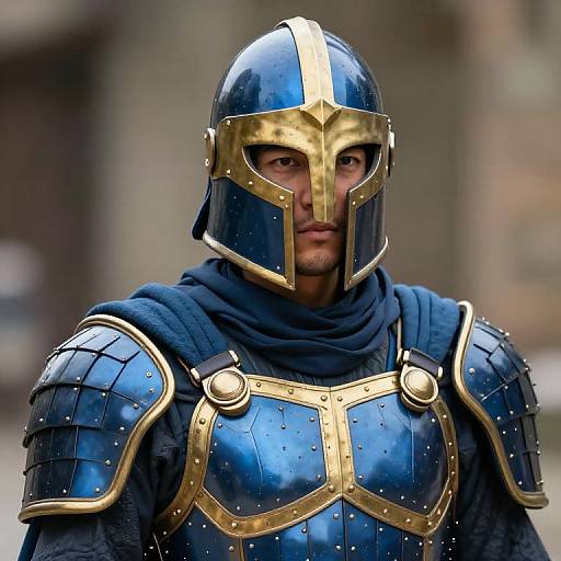 Blue and Gold Armored Warrior