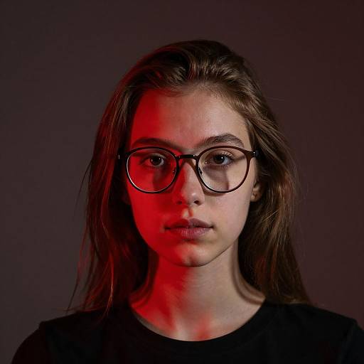 Mysterious Young Woman in Red Light