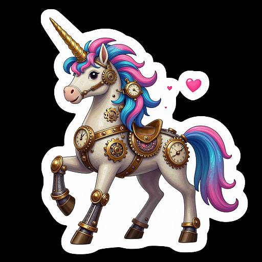 Steampunk Mechanical Unicorn Sticker