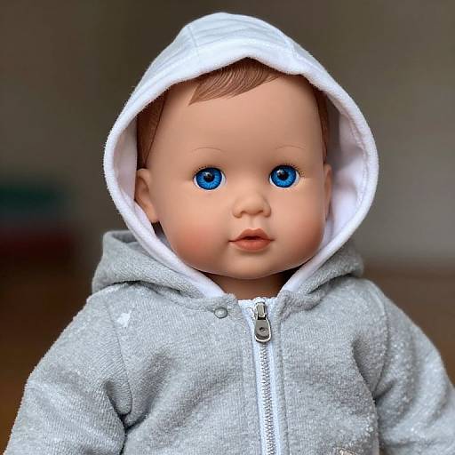 Blue-Eyed Baby Doll in Hooded Coat
