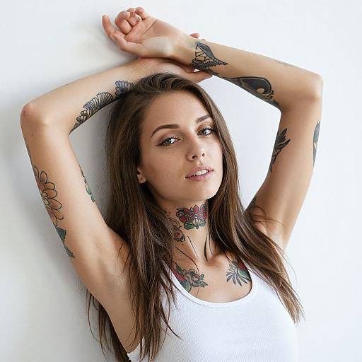 Young Woman with Colorful Tattoos