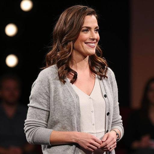 Smiling Woman in Cozy Cardigan