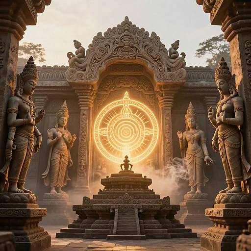 Mystical Ancient Temple with Divine Glow