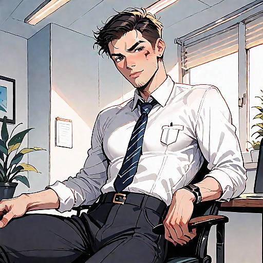 Confident Muscular Male in Office Suit