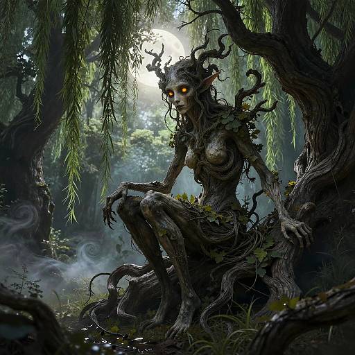 Gothic Dryad in Ancient Forest