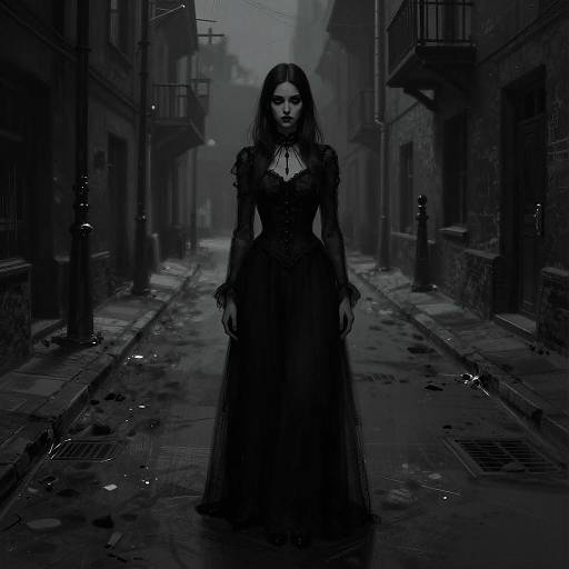 Gothic Woman in Dark Street