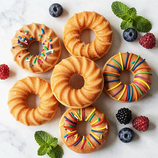 Vermicelli Donuts with Fresh Berries and Mint