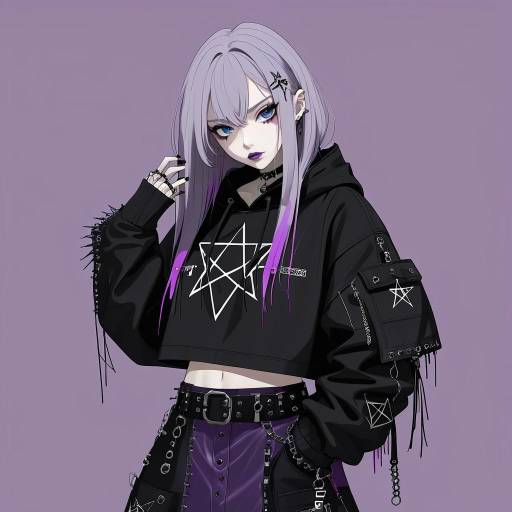 Gothic Punk Anime Girl Illustration