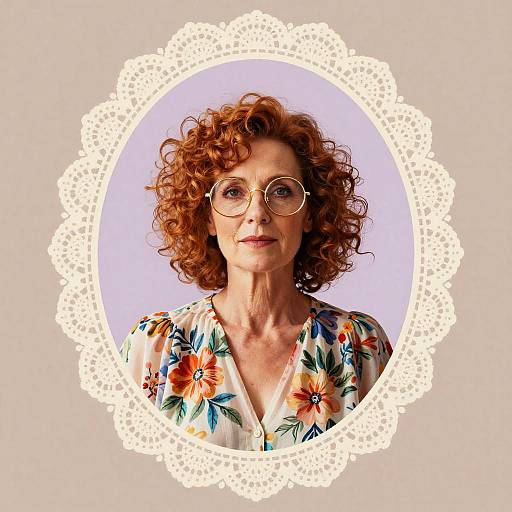 Stylized Woman Portrait in Lace Frame