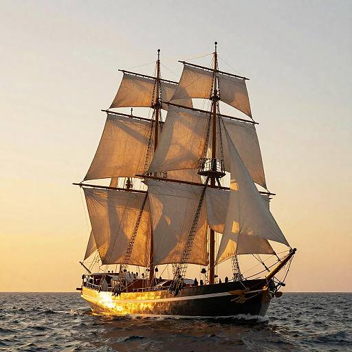 Classic Sailing Ship at Golden Hour