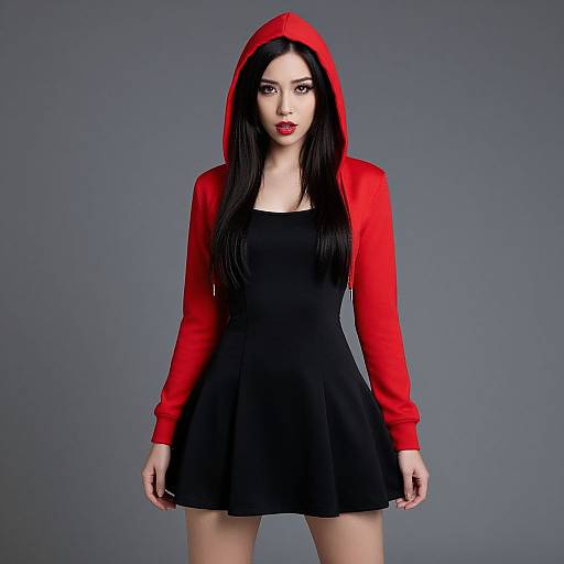 Vampy Woman in Black and Red
