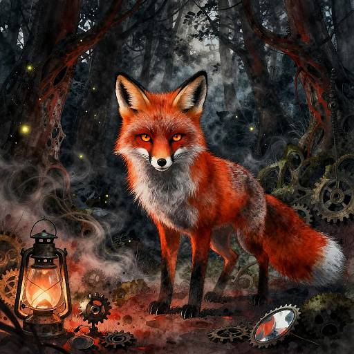Mischievous Fox Spirit in Twilight Forest