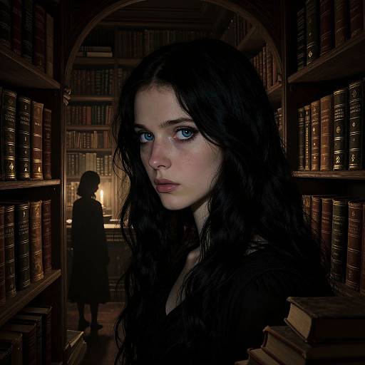 Haunting Digital Portrait in Gorey Style