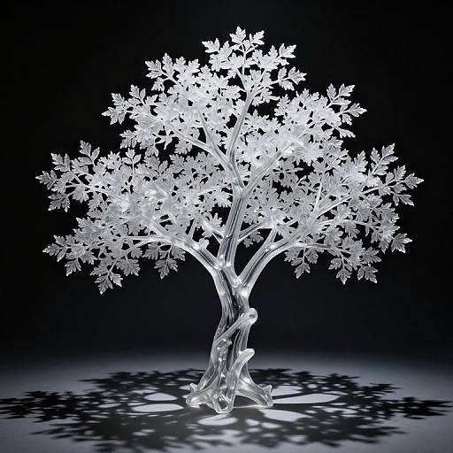 Ethereal Glass Tree with Crystalline Leaves