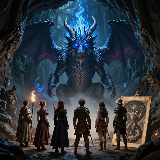 Retro DnD Party vs Blue Dragon-Lich