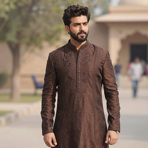 Elegant Pakistani Sherwani Portrait Outdoors