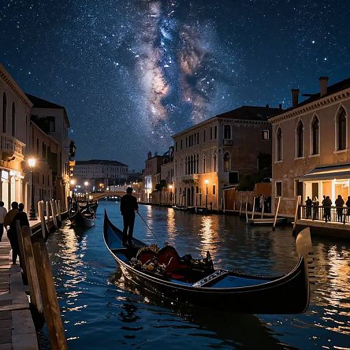 Starlit Gondola Ride Through Historic Canal