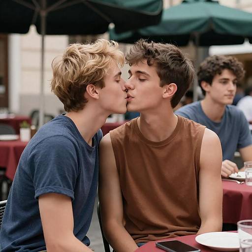 Intimate Moment at Outdoor Café