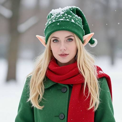 Blonde Elf in Winter Attire