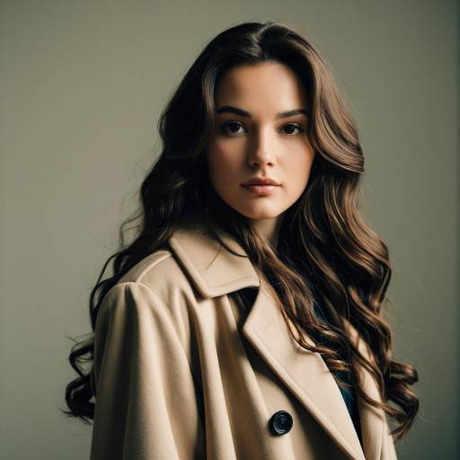Elegant young woman in vintage beige coat