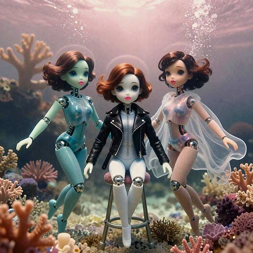 Bionic Underwater Dancers in Bioluminescent Reef