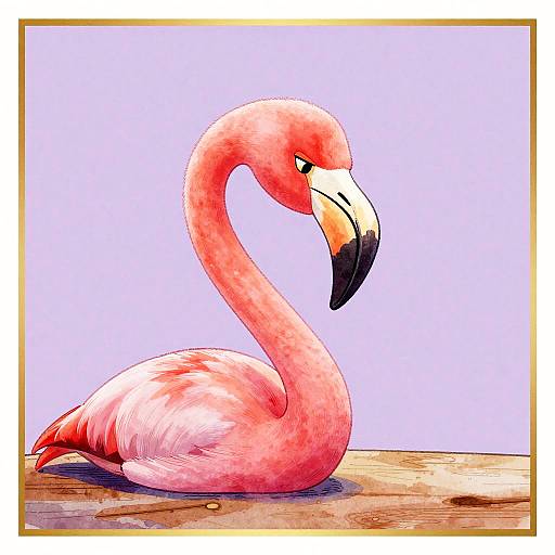 Quirky Cartoon Flamingo Digital Art