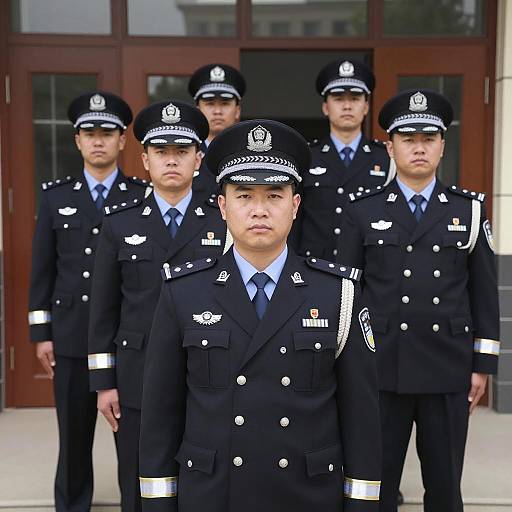Group of Male Police Officers in Uniform