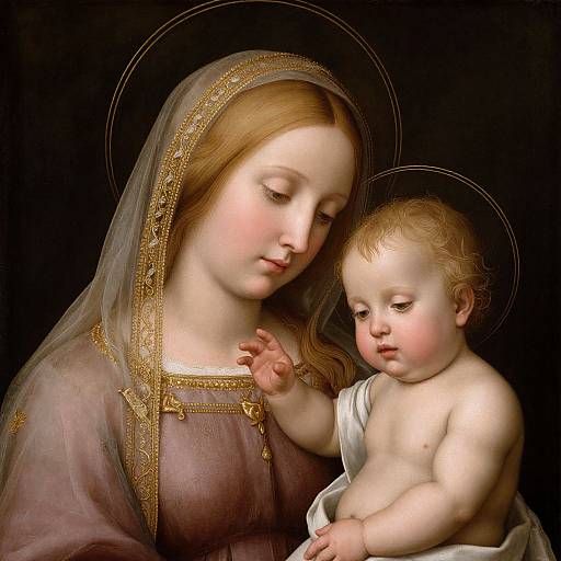 Early Renaissance Mary and Baby Jesus Portrait