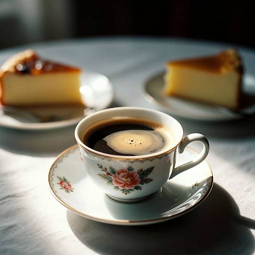 Hyperrealistic Coffee and Cake Photography