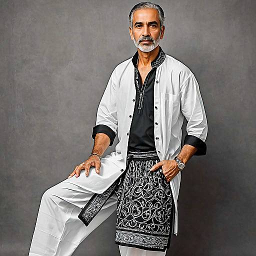 Older Man in Traditional Kurta and LungI
