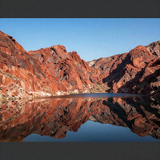 Red Rock Mountain Lake Reflection