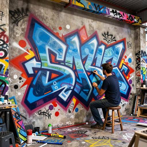 Colorful Urban Graffiti Art Creation