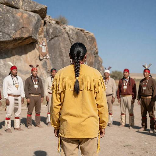 Native American Tribe at Rocky Cliff