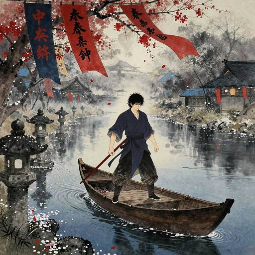 Carp Ronin at Twilight Riverside