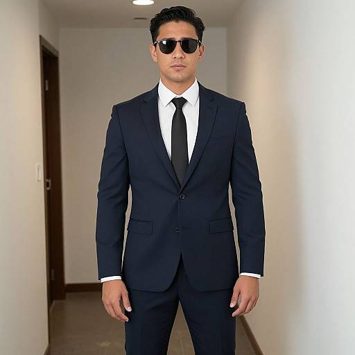 Man in Suit Standing in Hallway