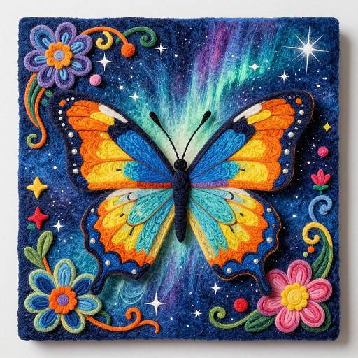 Cosmic Butterfly Felted Artwork