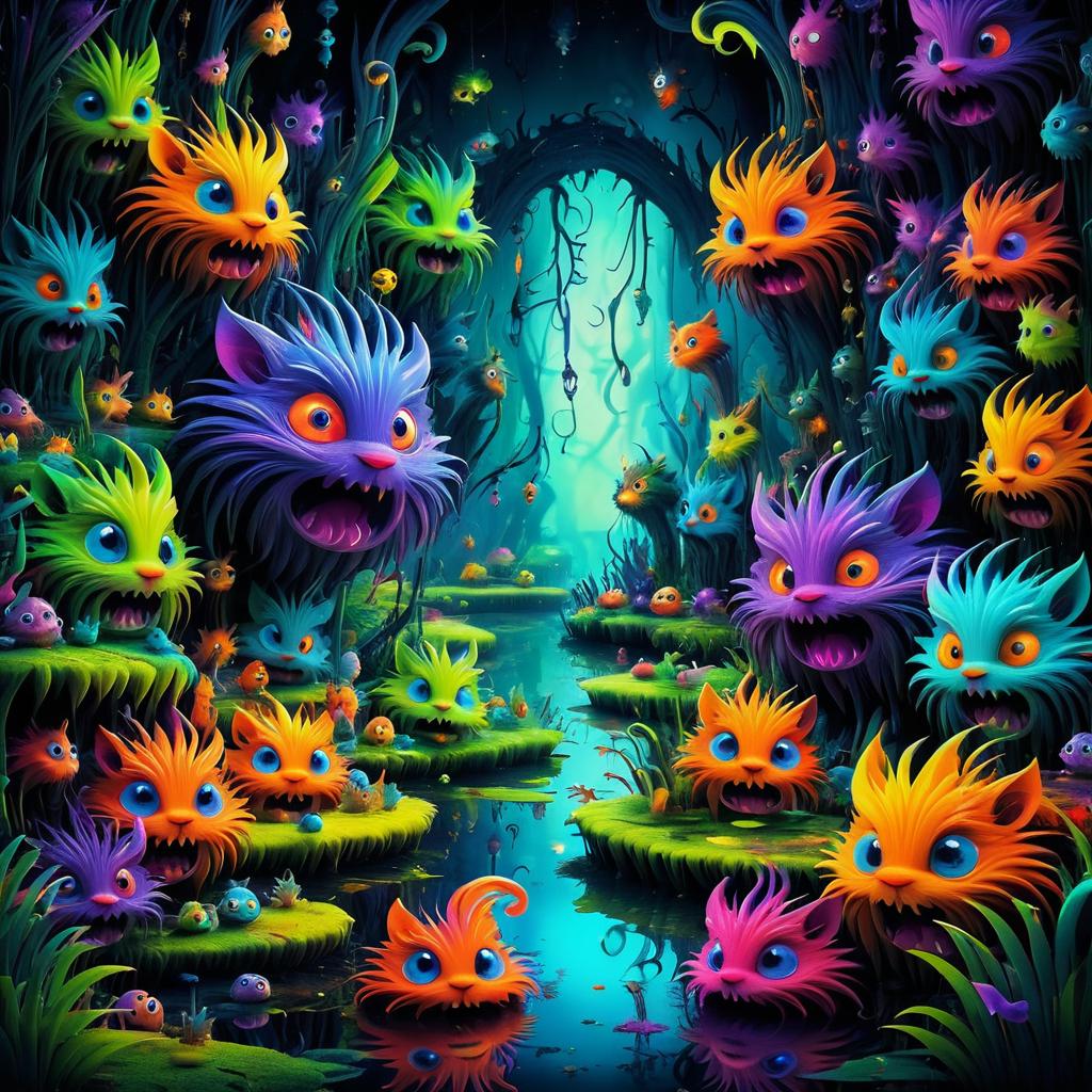 Colorful Creatures in a Murky Swamp