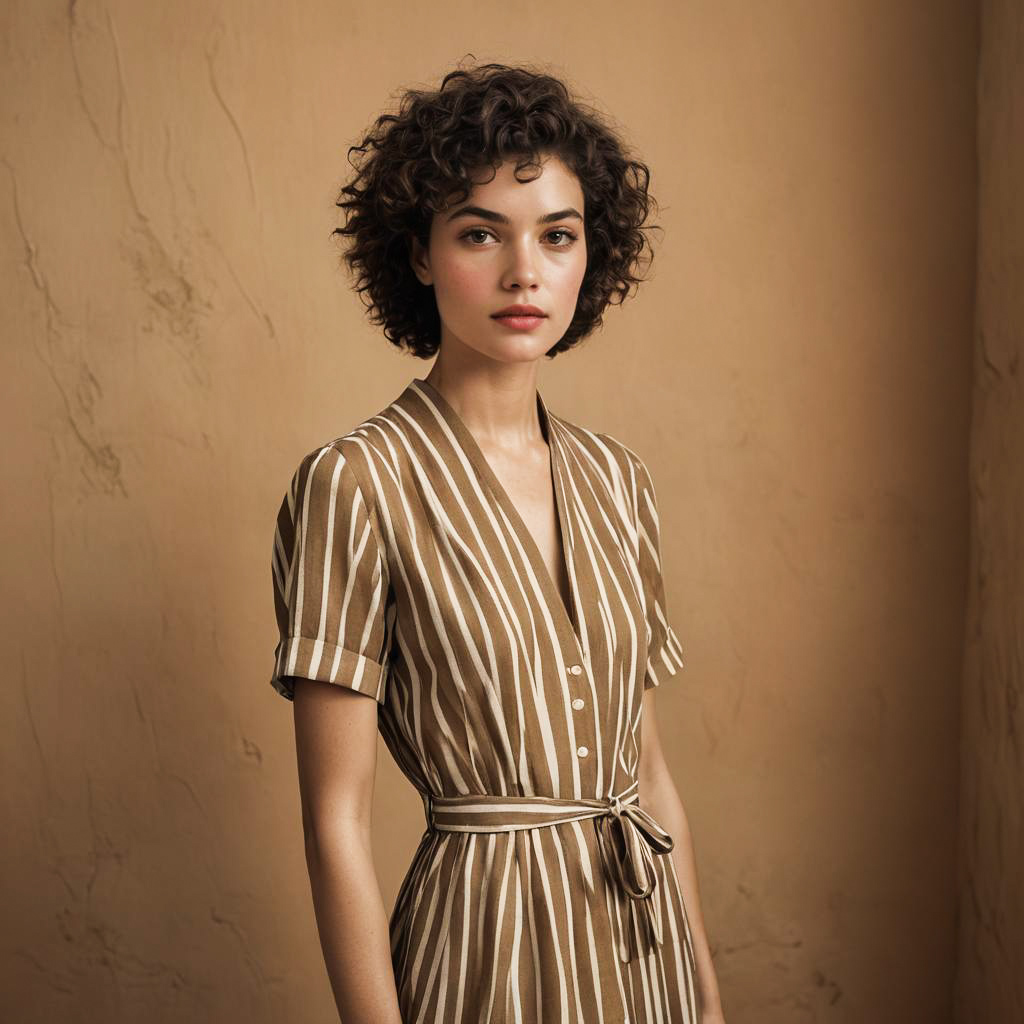 Serene Traveler in Striped Dress Shoot