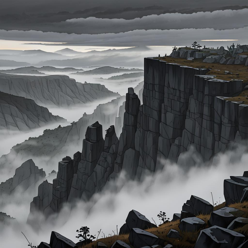 Misty Rocky Highlands in Cel Shading