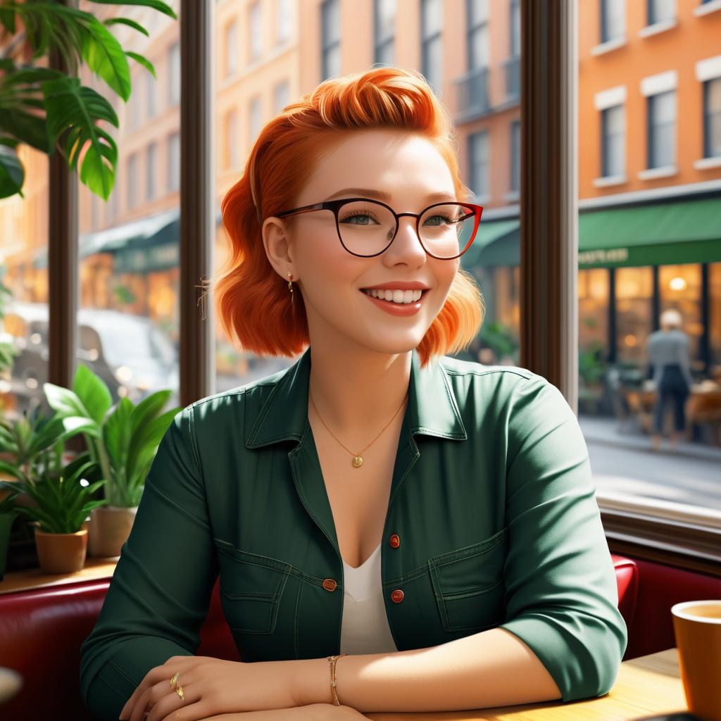 Scarlett Johansson in a Soho Cafe