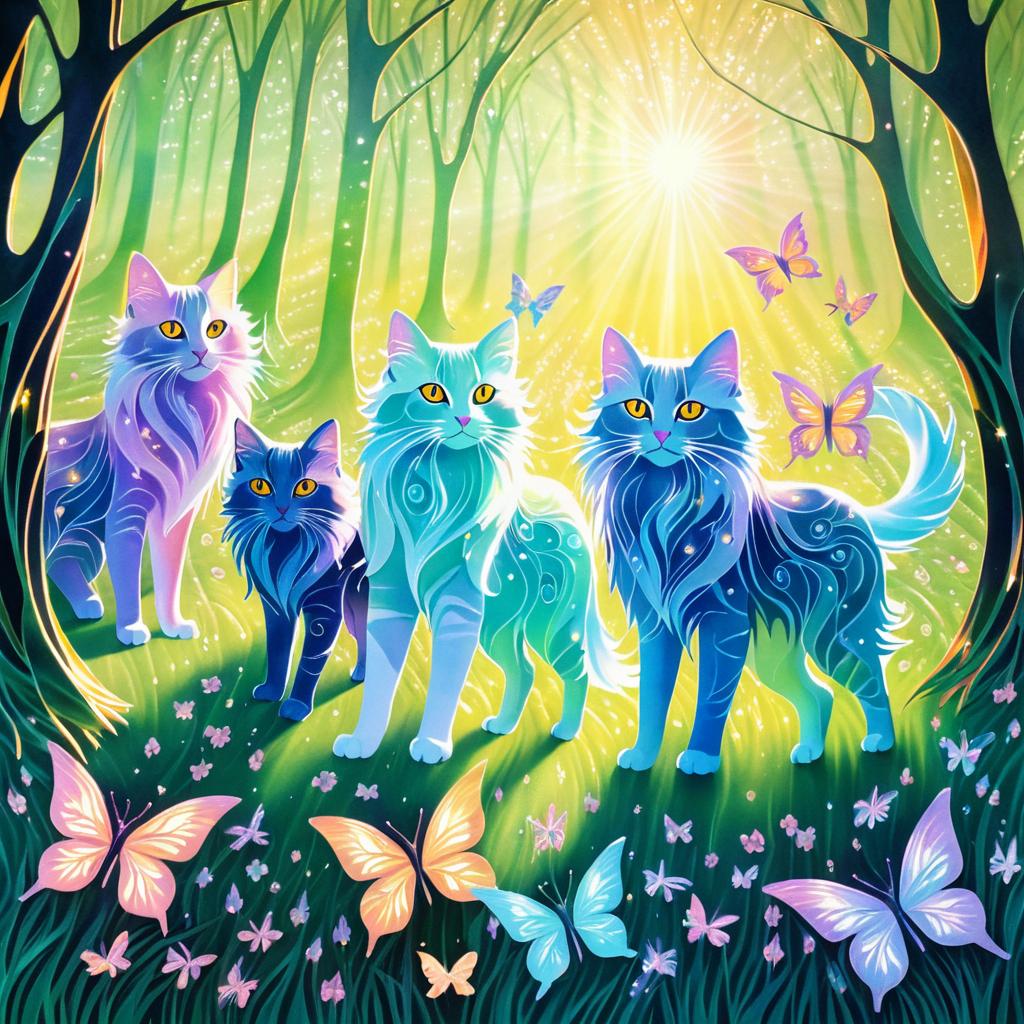 Magical Feline Shapeshifters in a Glade