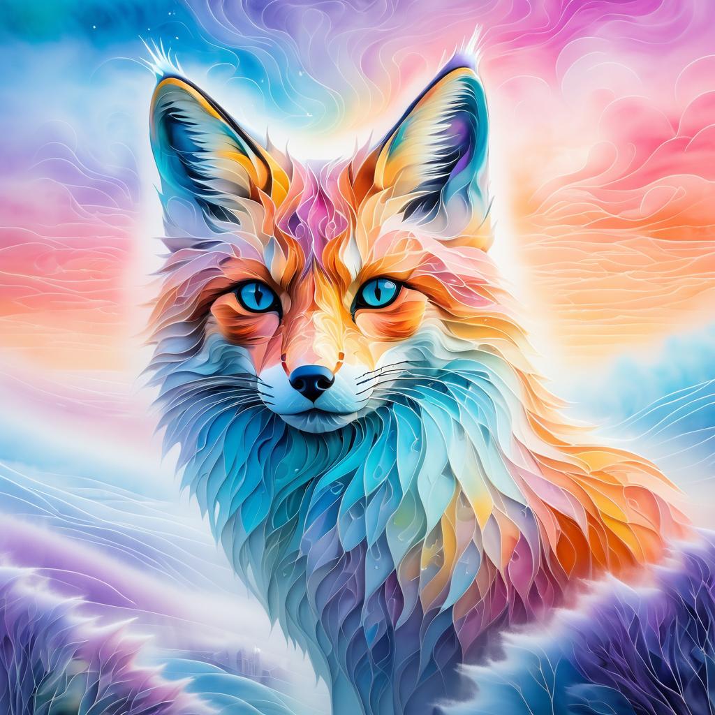 Dreamy Fox in Vivid Pastel Colors