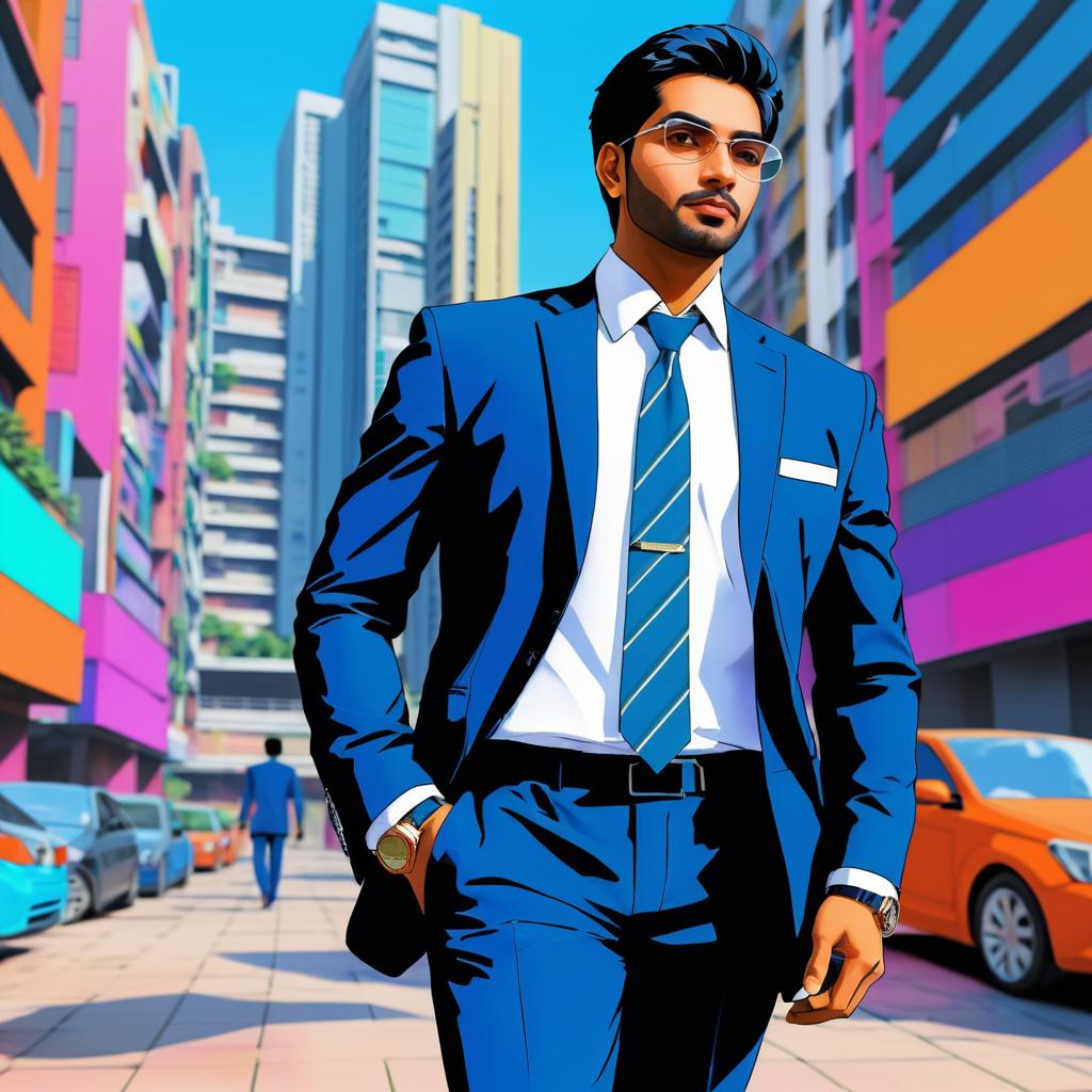 Stylized South Asian Businessman in Anime