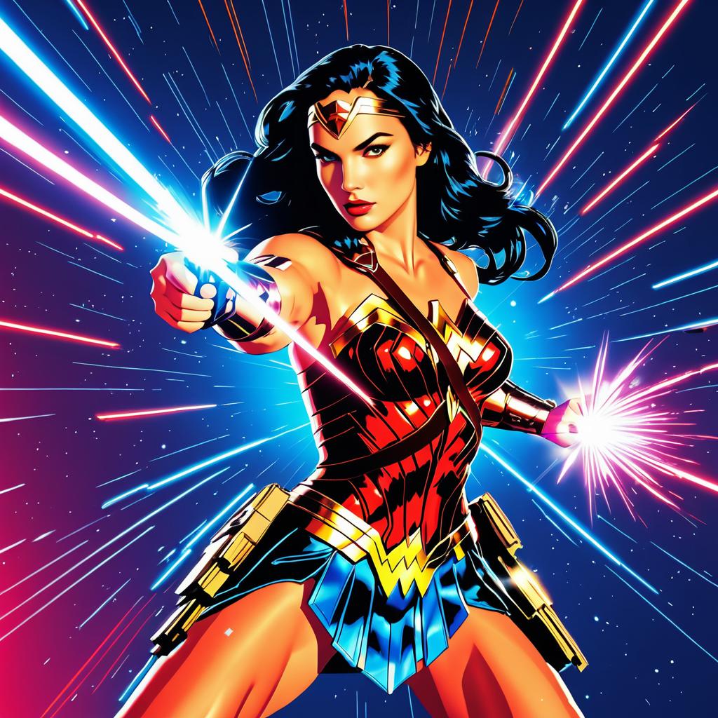 Dynamic Wonder Woman Laser Action Scene