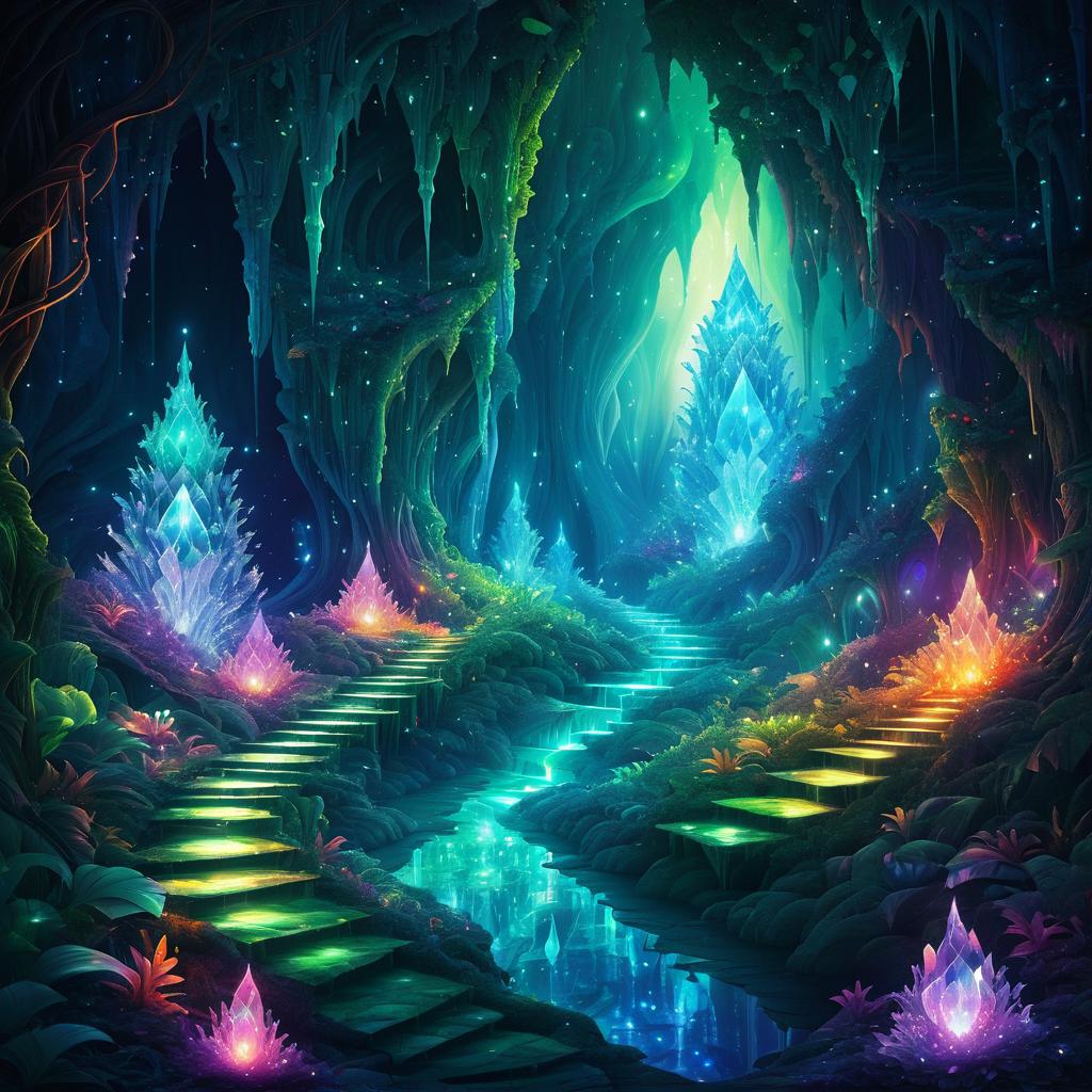 Enchanted Cave with Glowing Crystals