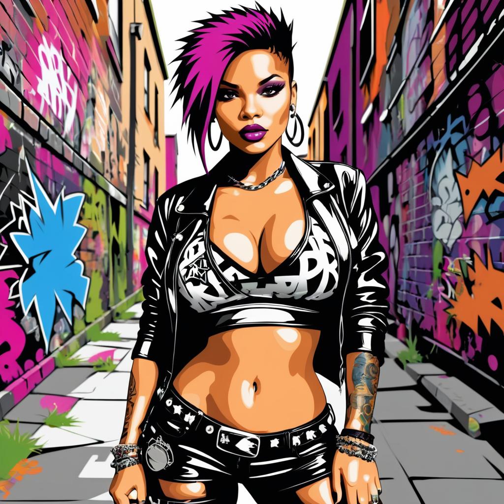 Punk Rock Hip-Hop Girl in Graffiti Alley